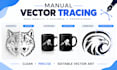 manually vector trace, redraw logo and convert image to vector
