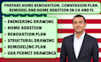 prepare renovation plan, garage conversion, remodel and permit drawings in ca fl