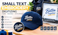 digitize small text embroidery for caps and images