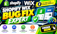 fix ecommerce shopify wix website bug fix speed liquid coding theme error issues