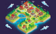 design 3d isometric event map and vector maps illustrations