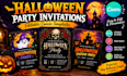 design halloween invitation party invitation canva editable digital event invite