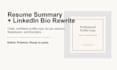 rewrite your resume summary and linkedin bio