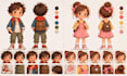 design cute children book characters and turnaround sheets
