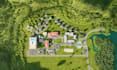 visualize 3d site plan, aerial view,academy campus, urban development,masterplan