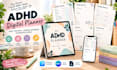 do adhd digital planner habit tracker, goodnotes journal canva, journal notebook