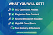 write SEO optimized articles and do high quality guest posts