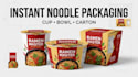 design instant noodle cup, bowl and carton packaging