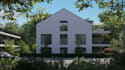 multi family housing development,site layout, backyard garden,real estate visual
