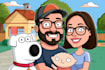make you as a awesome family guy cartoon character portrait