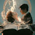 design romantic couple book cover illustration