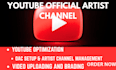 professionally apply, guide and optimize your youtube official artist channel