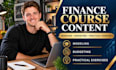 write business financial modeling and budgeting course content with exercises