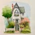 create a hand painted watercolor house