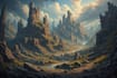 draw fantasy, post apocalyptic, background or concept art