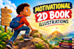 design motivational 2d book illustrations