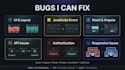 fix bugs in react, angular, nextjs or nodejs applications