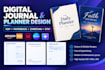 design redesign digital journal, planner, christian kdp paperback journal, esty