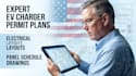 draft ev charger permit plans, electrical layouts and panel schedule drawings