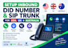 setup inbound did number sip trunk for USA UK and australia