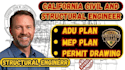 do structural foundation framing plan, civil site plan and permit drawing set ca