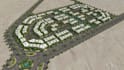 plan site layout, landscape greenspaces, urban townhouse, aerial view rendering
