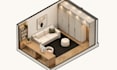 create a modern bedroom design with layout and furniture plan