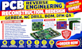 pcb reverse engineering, reconstruction, redesign, gerber, nc drill, bom, dfm QA
