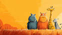 draw animals cartoon illustration