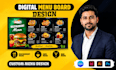 design digital menu board, restaurant menu and animated tv menu