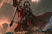 create an epic grimdark sci fi warrior character illustration