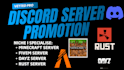 fivem discord server promotion, minecraft server, dayz, rust discord promotion