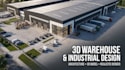 do 3d warehouse design, industrial and commercial building, 3d render