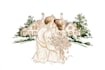 draw a custom watercolor wedding venue illustration