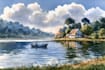 illustrate a watercolor landscape illustration
