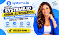 setup systeme io email automation, workflows, domain dns, tracking and SMS