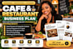 write a professional cafe, restaurant business plan with financial projections
