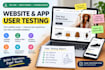 do user testing, app testing, website testing, usability testing, QA