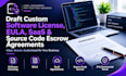 draft custom software license, eula, saas with source code escrow