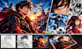 create comic splash page, manga splash, dramatic illustration, comic scene