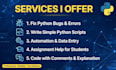 fix python bugs, errors and write simple python scripts