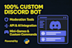 develop discord bot, nodejs ai automation, web dashboard, server integration
