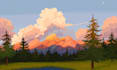 create custom pixel art background, game environment, and landscape illustration