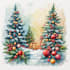 draw christmas card, invitation with watercolor