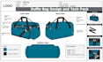 design bag tech pack, duffle bag , tote bag and technical drawing for production