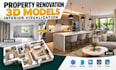 create 3d property renovation models, interior visualization