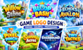 design custom game title gaming logo steam game, streamlab stream overlay