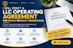 draft a professional llc operating agreement for single or multi member llc