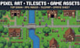 do pixel art topdown rpg maker tileset background, environment game art