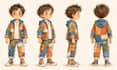 create a hand drawn childrens book character turnaround and model sheet